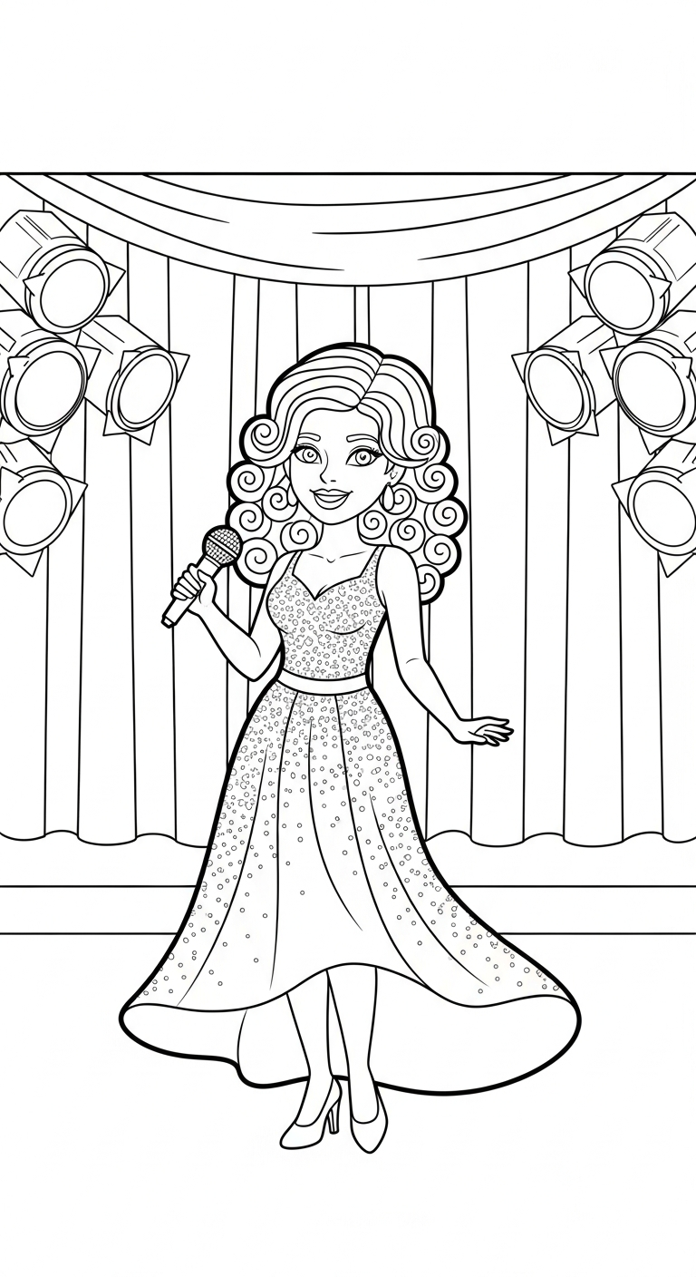 coloriage Chanteuse pour enfant de 3 ans