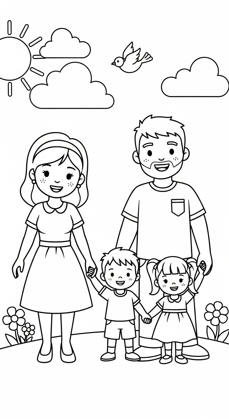 coloriage Famille updated et decoupage 3