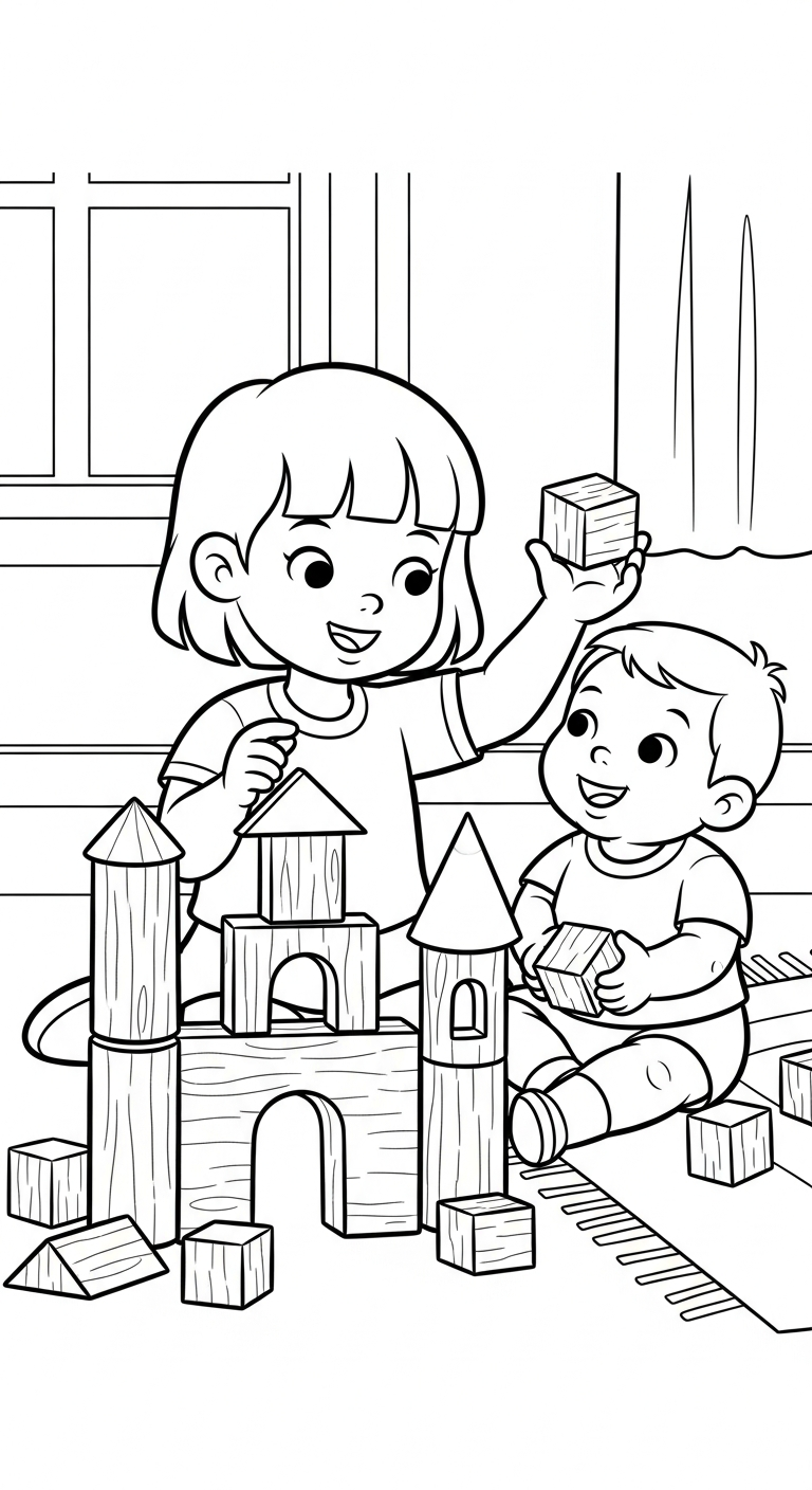 image de coloriage Famille updated pour enfant