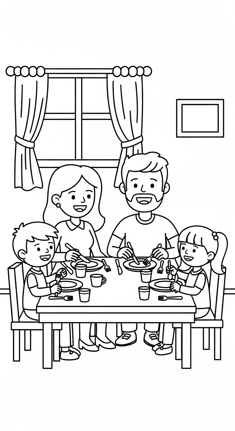coloriage Famille updated et decoupage 2