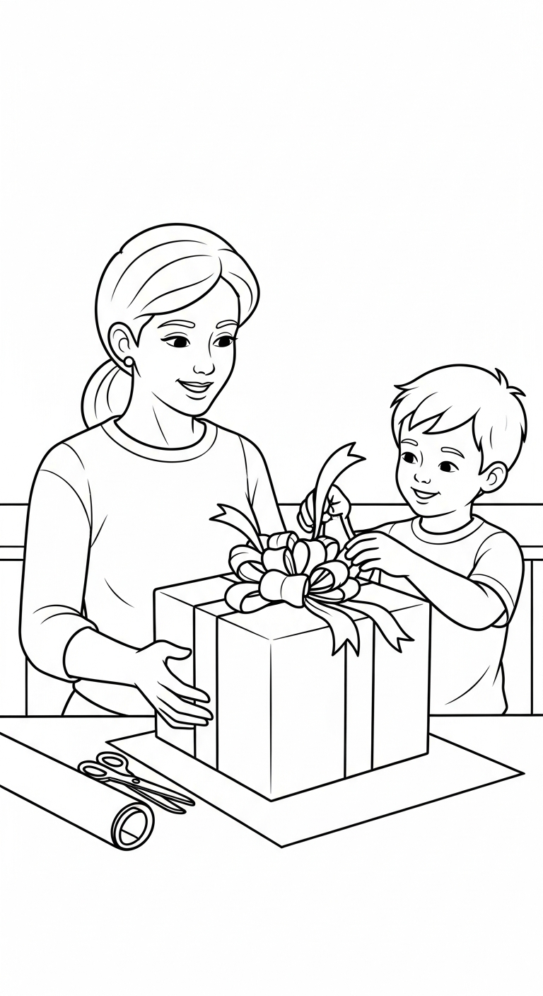 image pour coloriage Famille updated enfant
