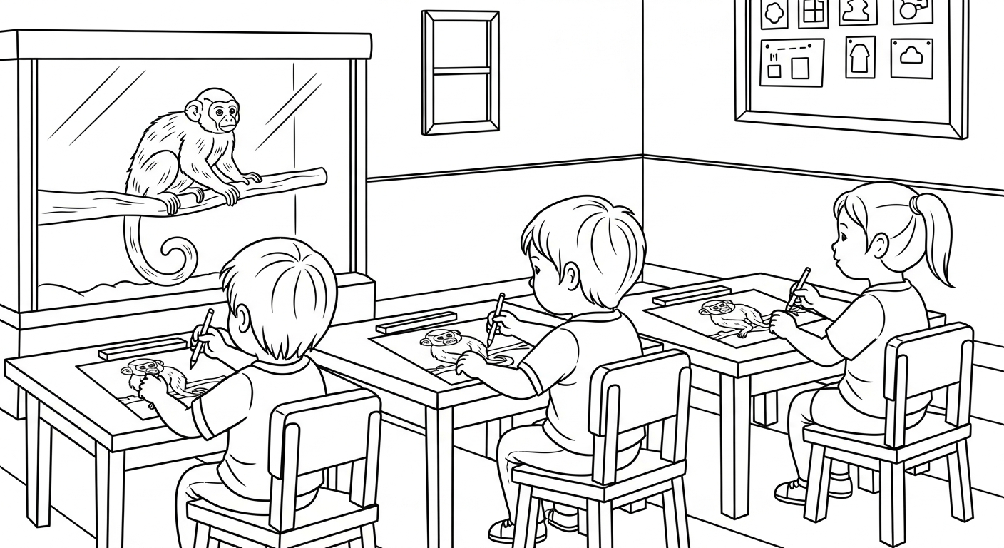 coloriage Parc zoologique à imprimer pour enfant de 3 ans