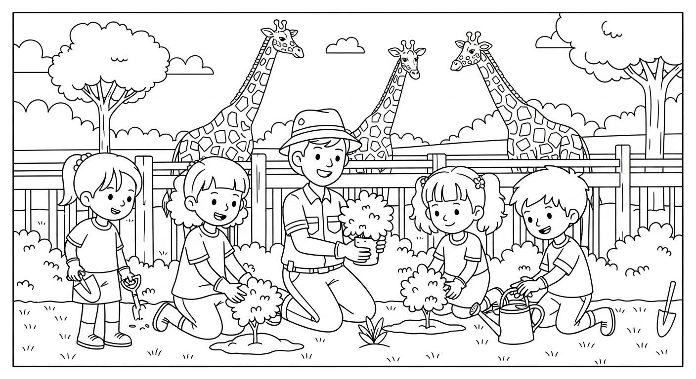 coloriage Parc zoologique à imprimer pour enfants