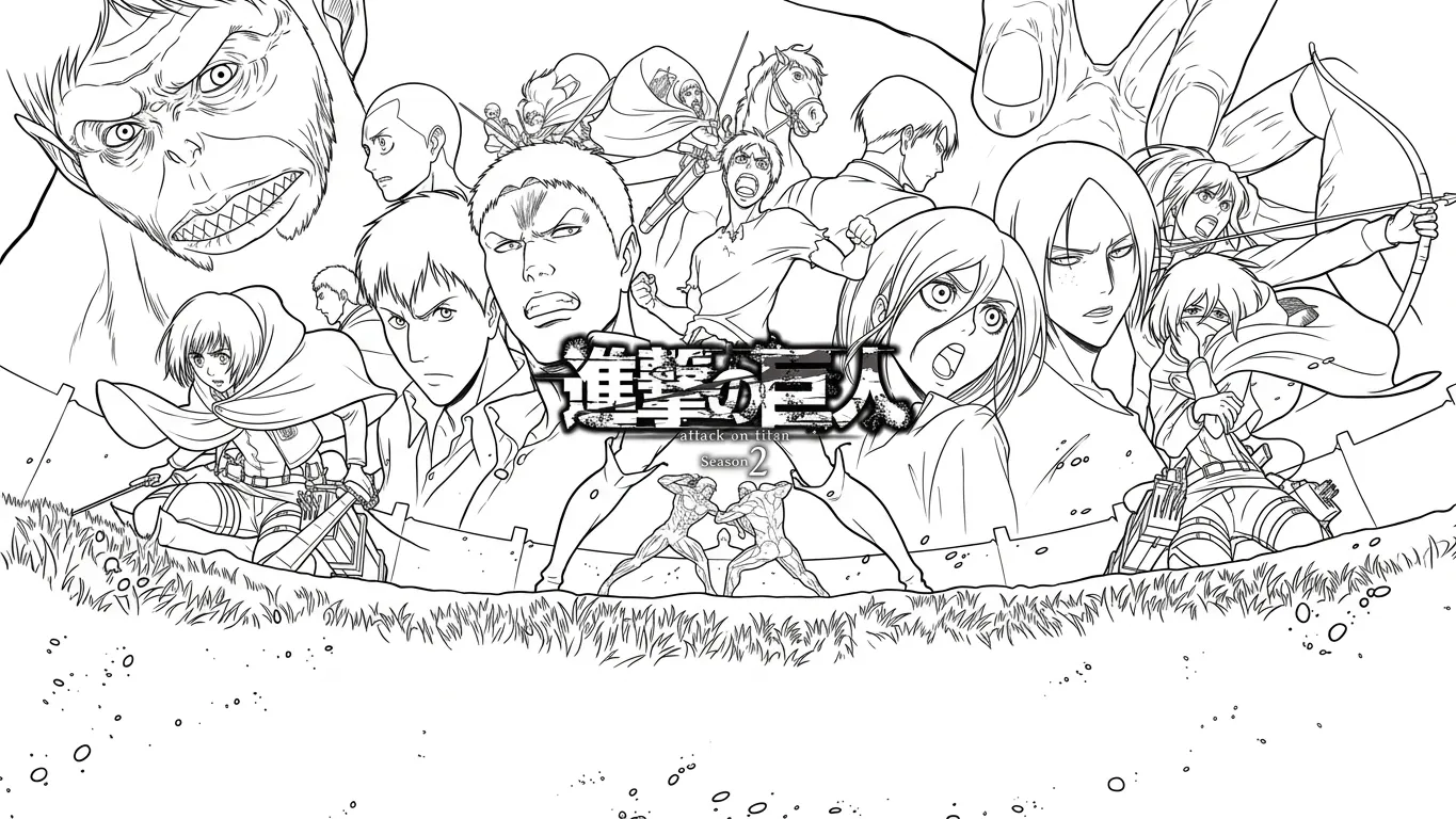 coloriage Attack on Titan à imprimer pour enfant de 9 ans