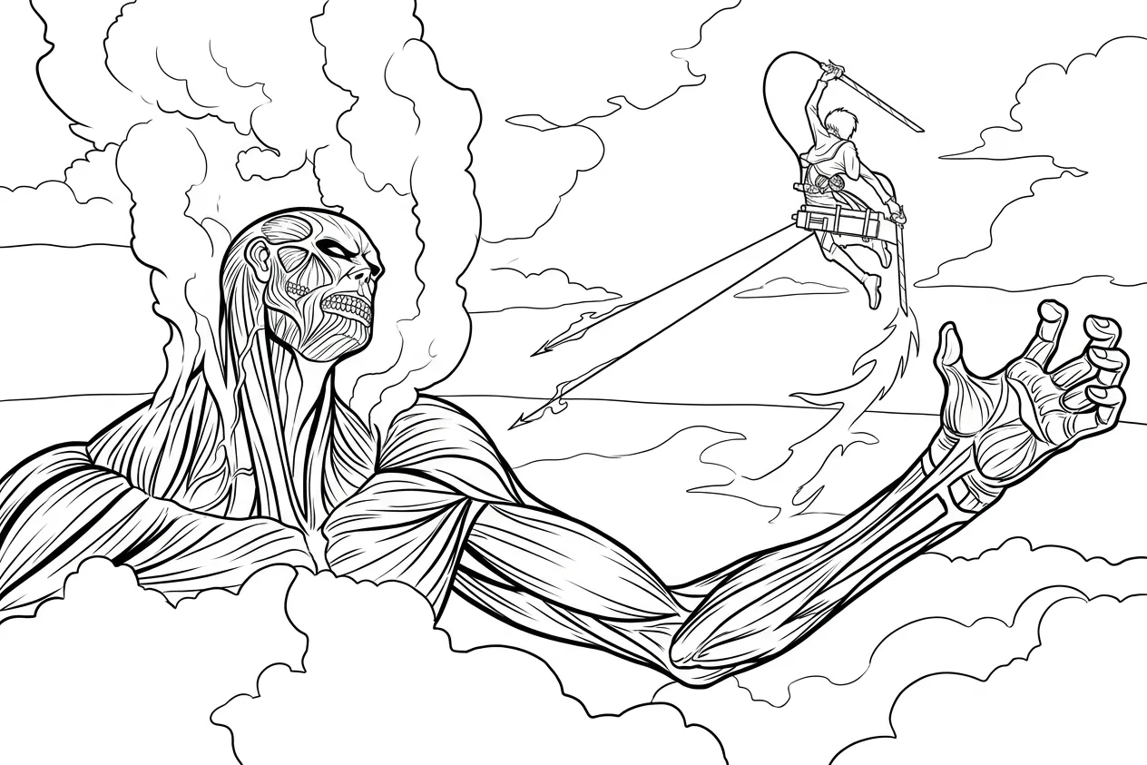 coloriage Attack on Titan pour enfant de 3 ans