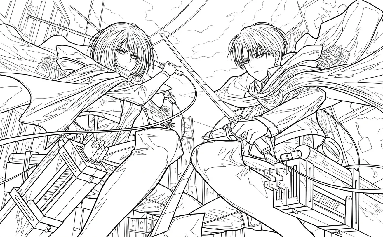 coloriage Attack on Titan pour enfant de 5 ans