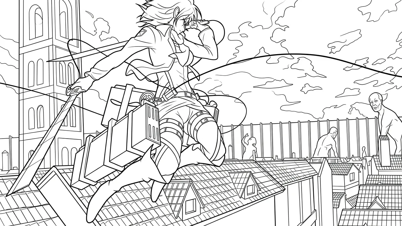 coloriage Attack on Titan pour enfant de 6 ans