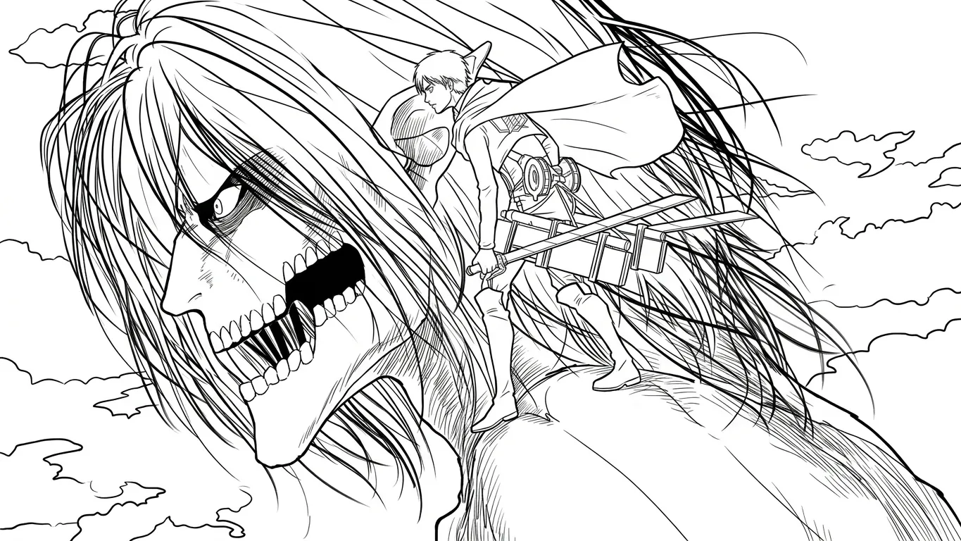 coloriage Attack on Titan a colorier en ligne gratuitement