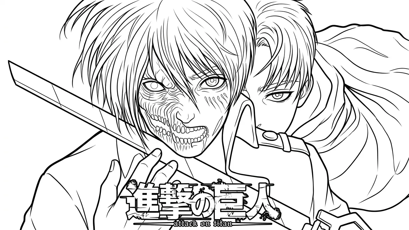 coloriage Attack on Titan et decoupage 1