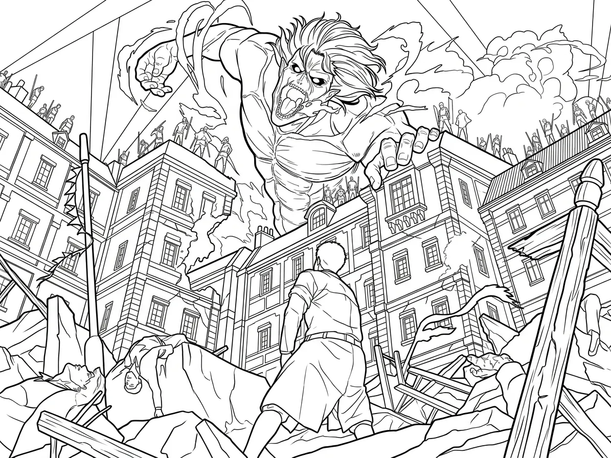 coloriage Attack on Titan à imprimer pour enfant de 3 ans