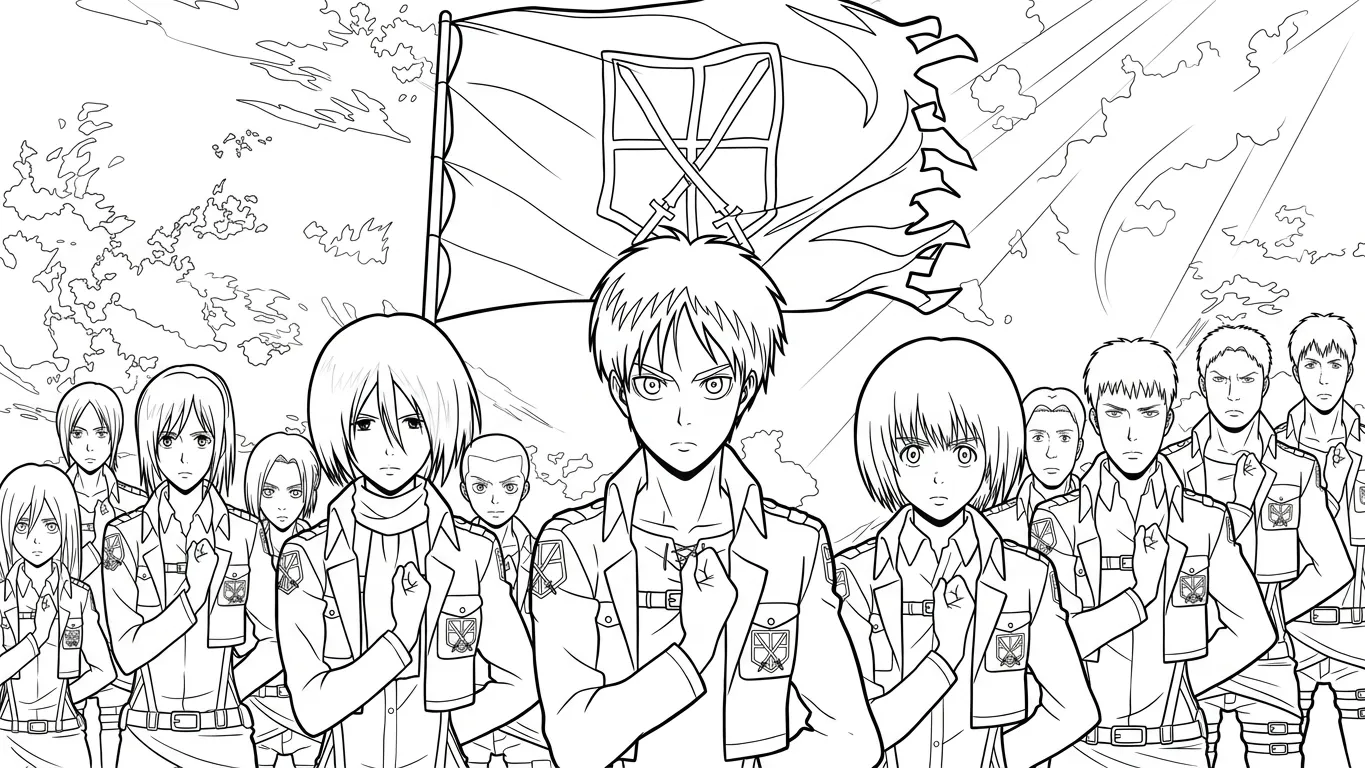 coloriage Attack on Titan à imprimer kawaii