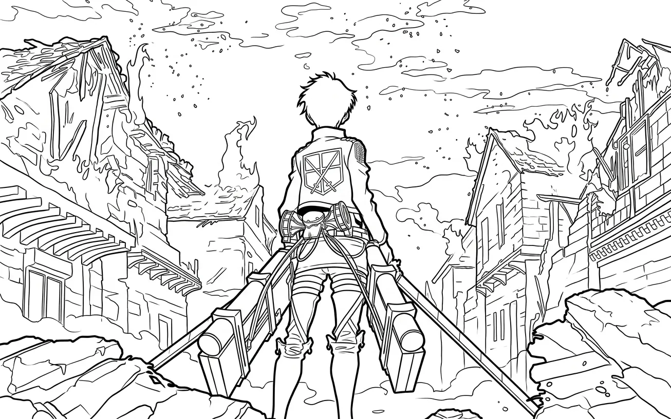 coloriage Attack on Titan à imprimer pour enfant de 10 ans
