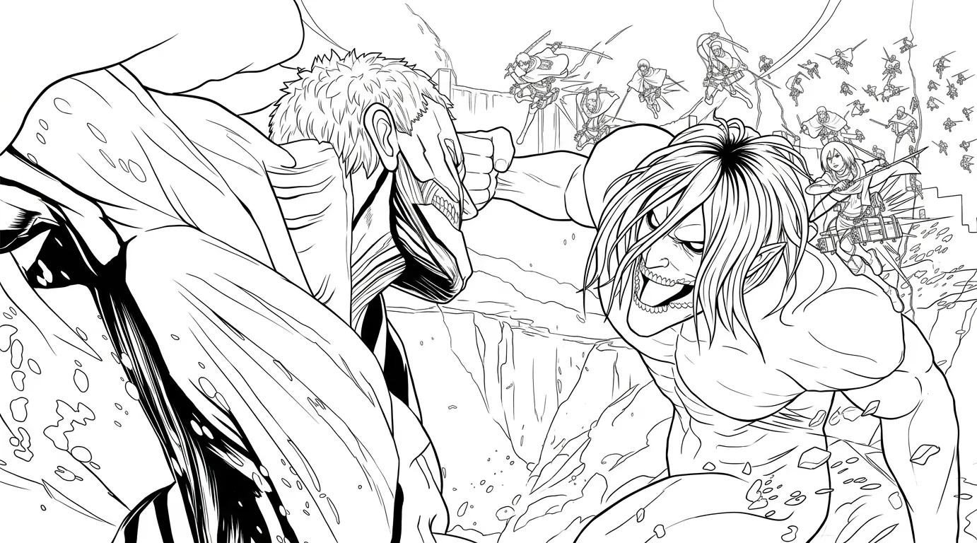 coloriage Attack on Titan à imprimer kawaii 1