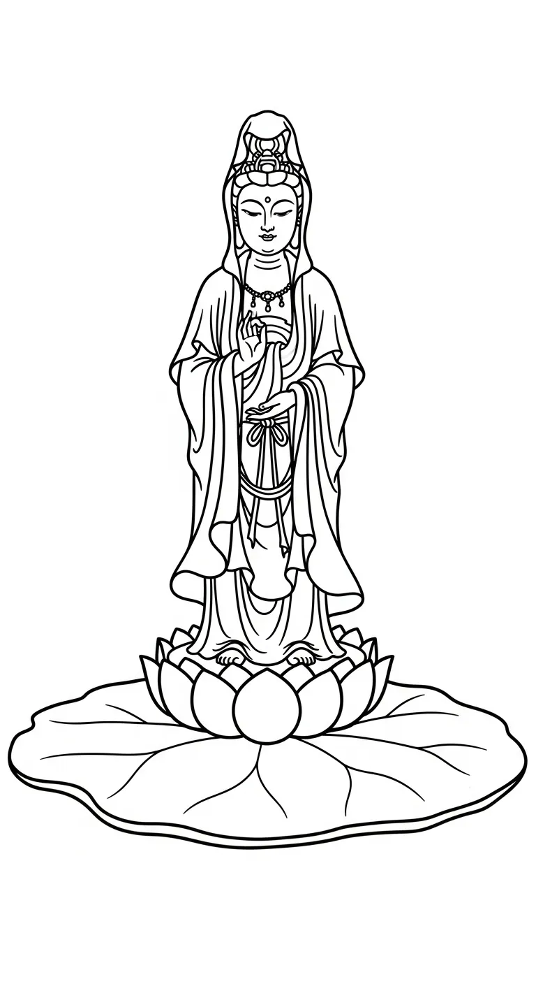 coloriage Guanyin à imprimer gratuitement