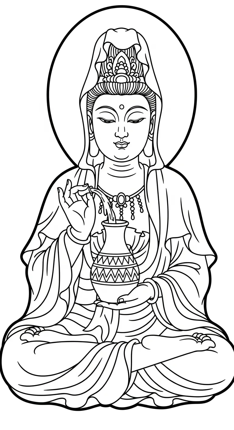 coloriage Guanyin pour enfant de 5 ans