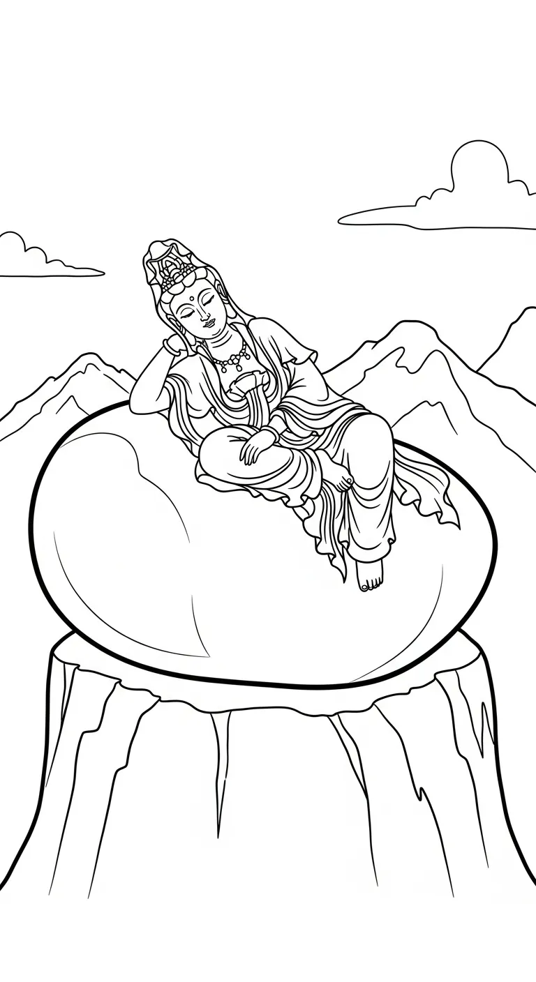 coloriage Guanyin a imprimer pour enfant de 4 ans 1