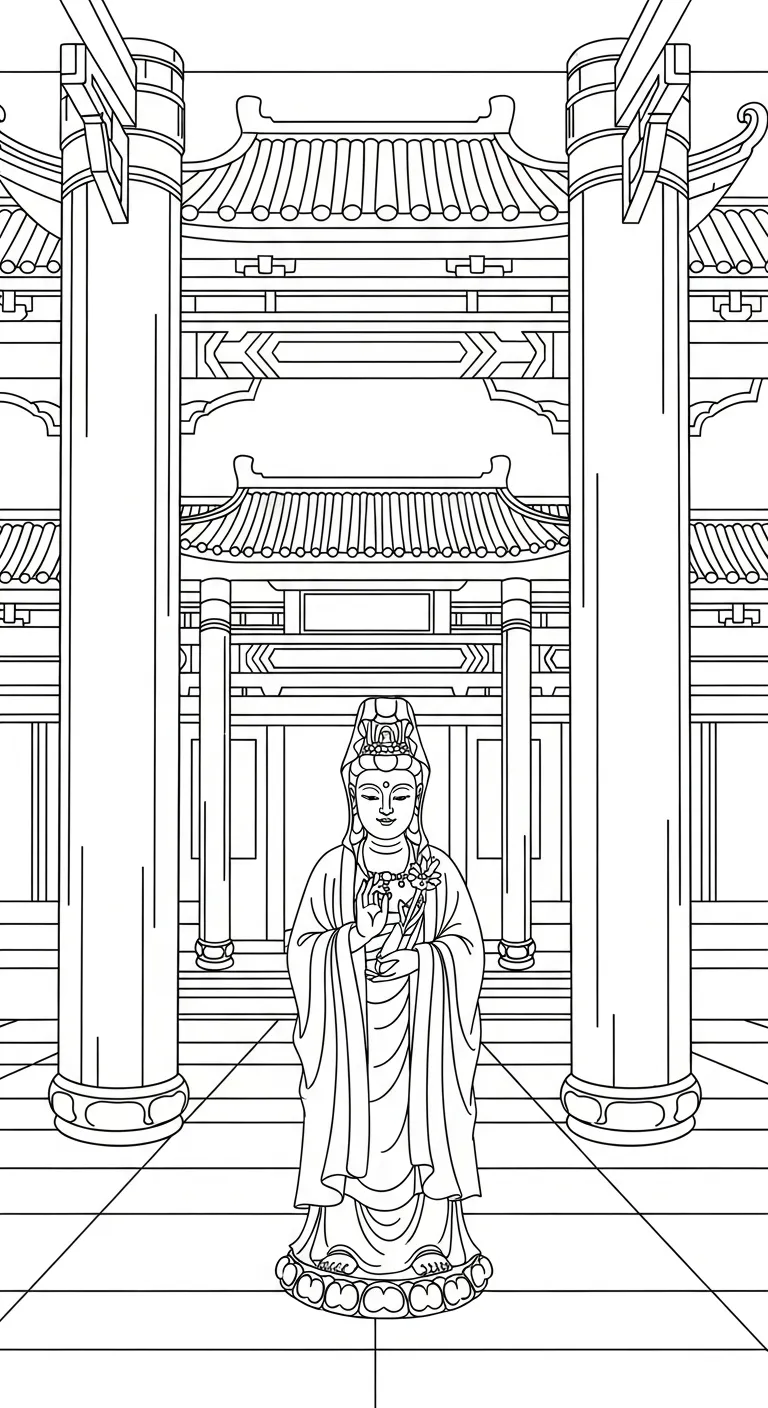 coloriage Guanyin a colorier en ligne gratuitement