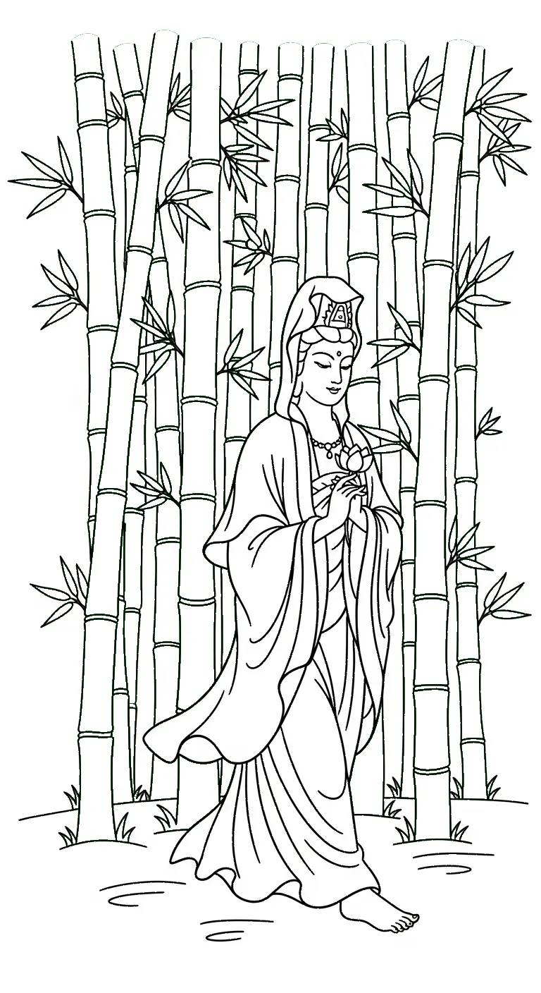 image pour coloriage Guanyin enfant