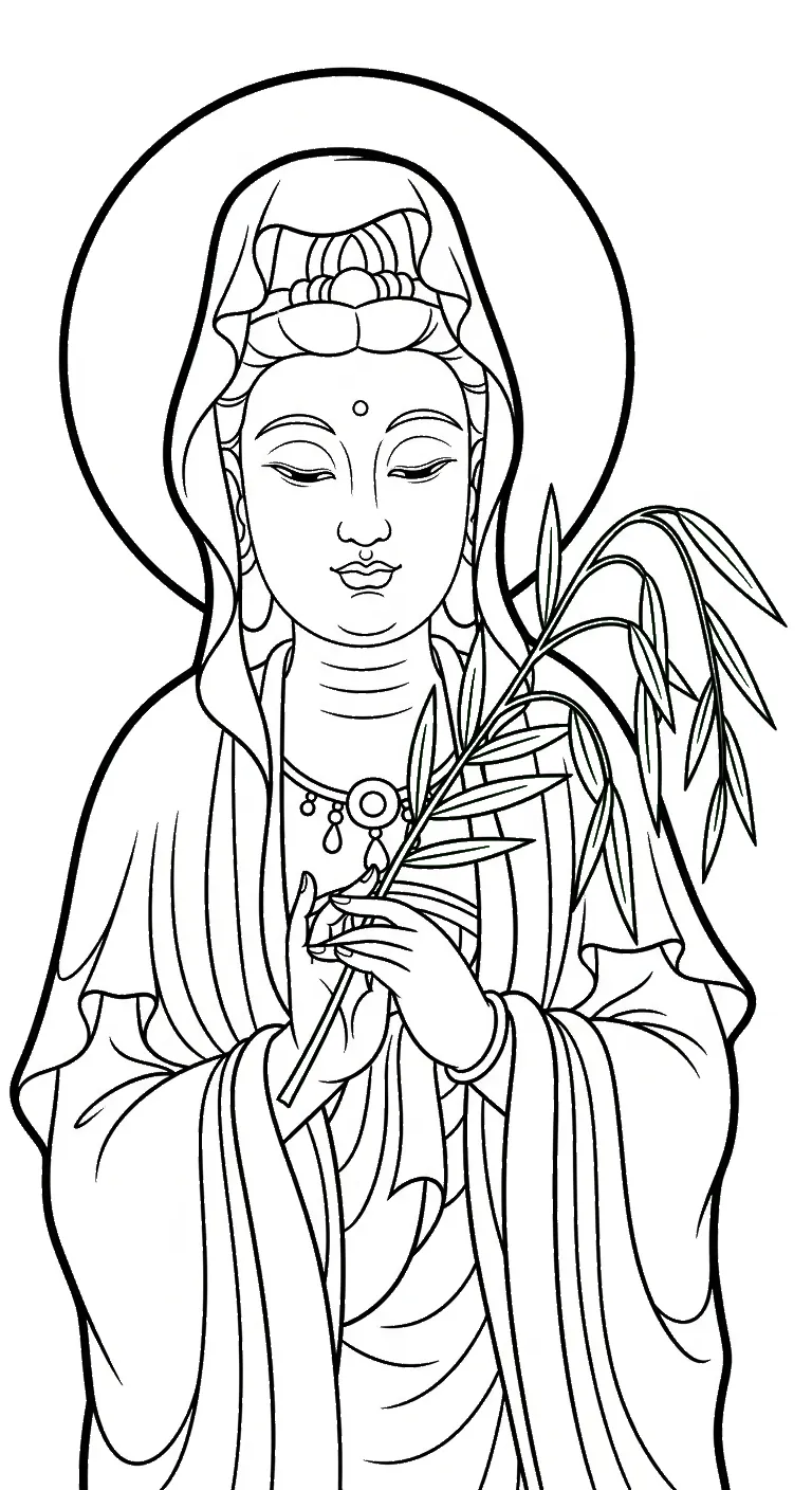 coloriage Guanyin à imprimer pour enfant de 2 ans 1