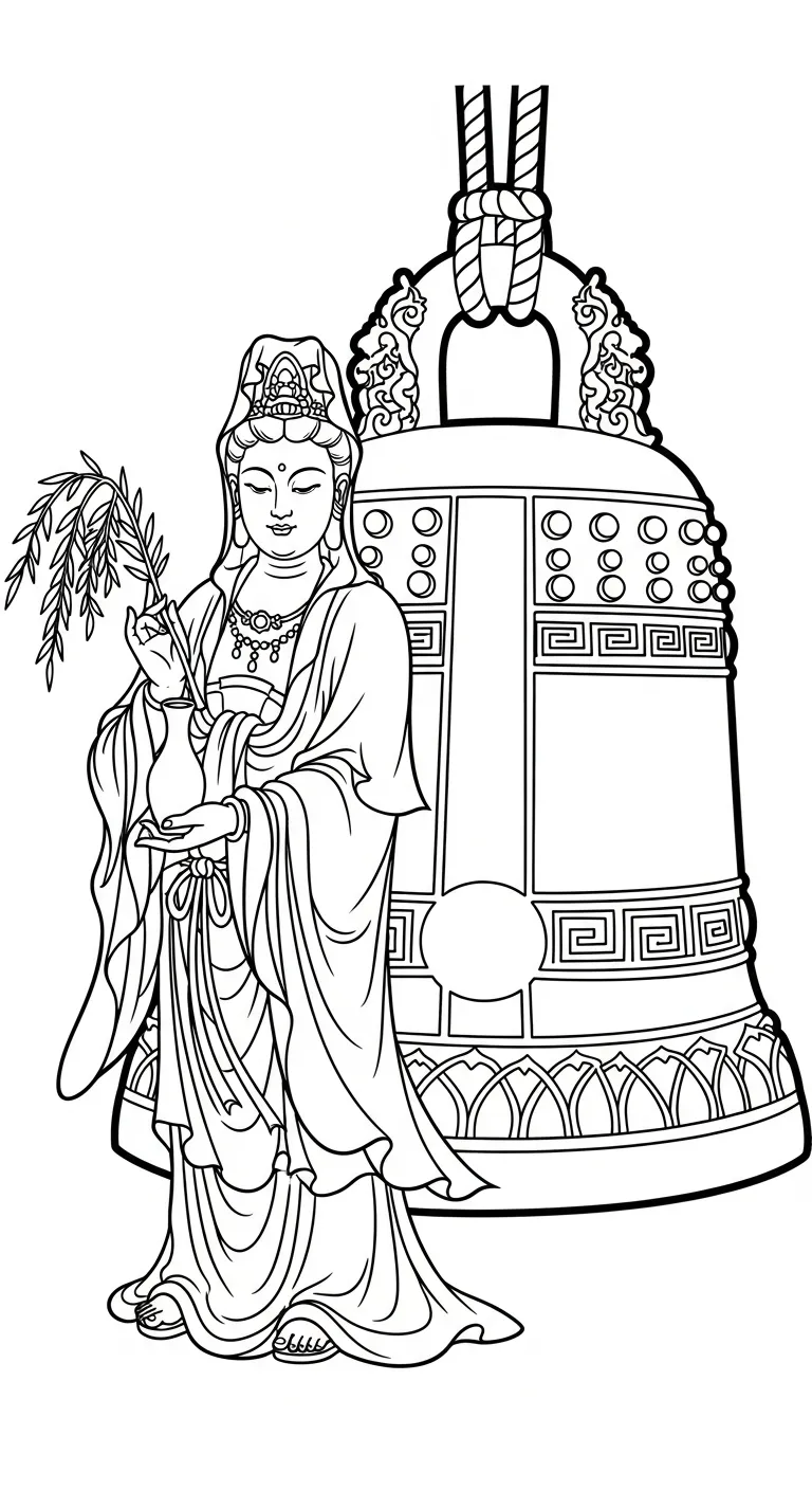 imprimer coloriage Guanyin pour enfant