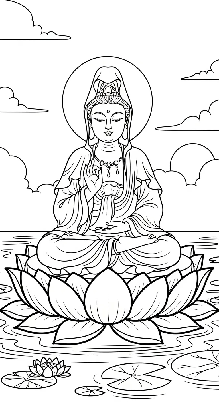 coloriage Guanyin à imprimer pdf gratuit