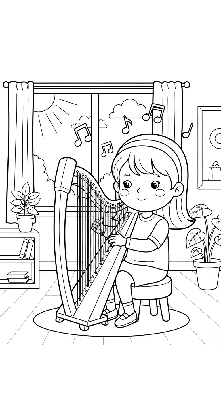 coloriage Harpe pour enfant de 4 ans