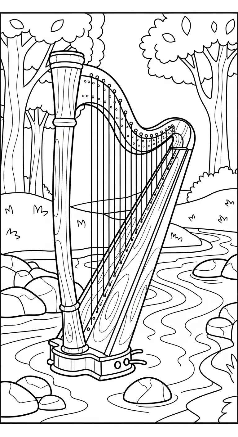 coloriage Harpe à imprimer pdf gratuit