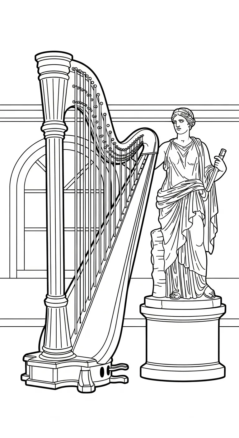 coloriage Harpe pour enfant de 7 ans