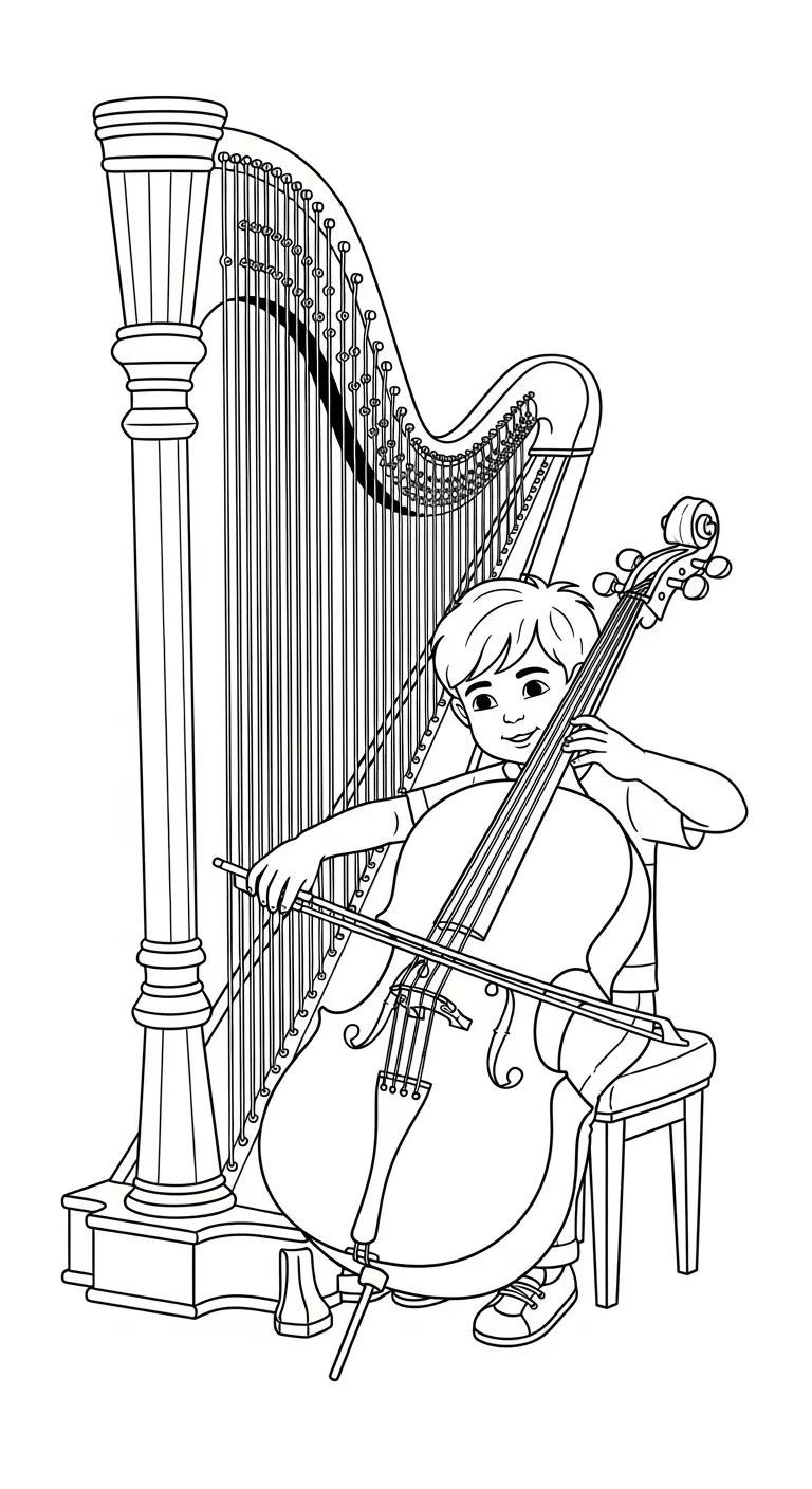 coloriage Harpe à imprimer pour enfants