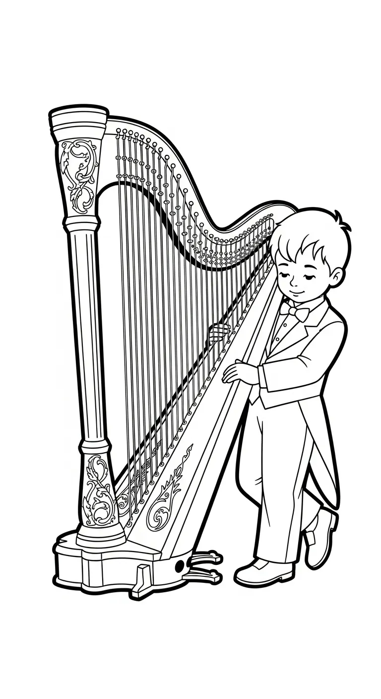 coloriage Harpe d'enfant a imprimer