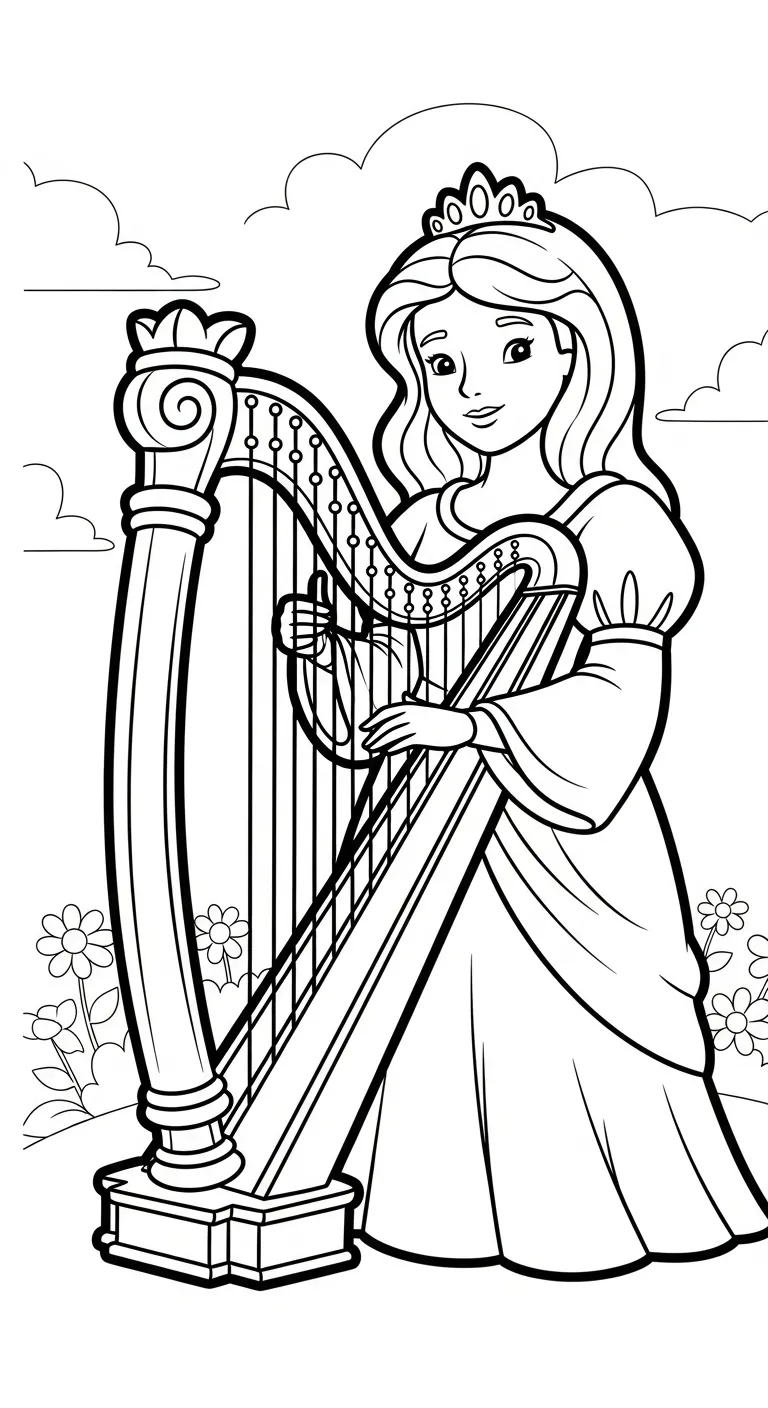 coloriage Harpe pour enfants à imprimer