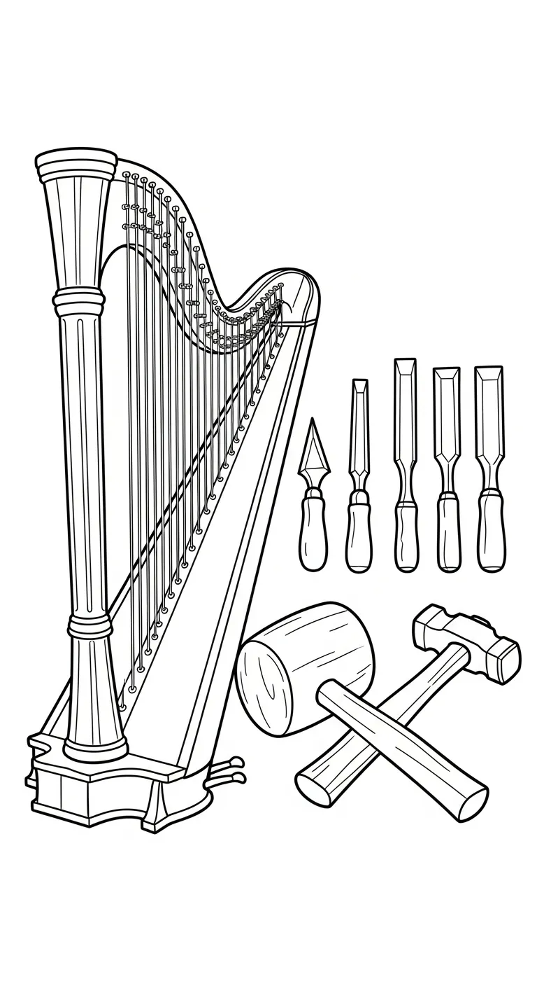 coloriage Harpe pour enfants a imprimer 1