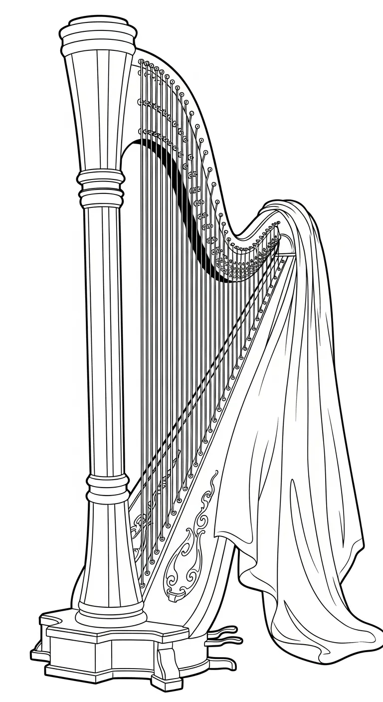 image de coloriage Harpe pour enfant 1