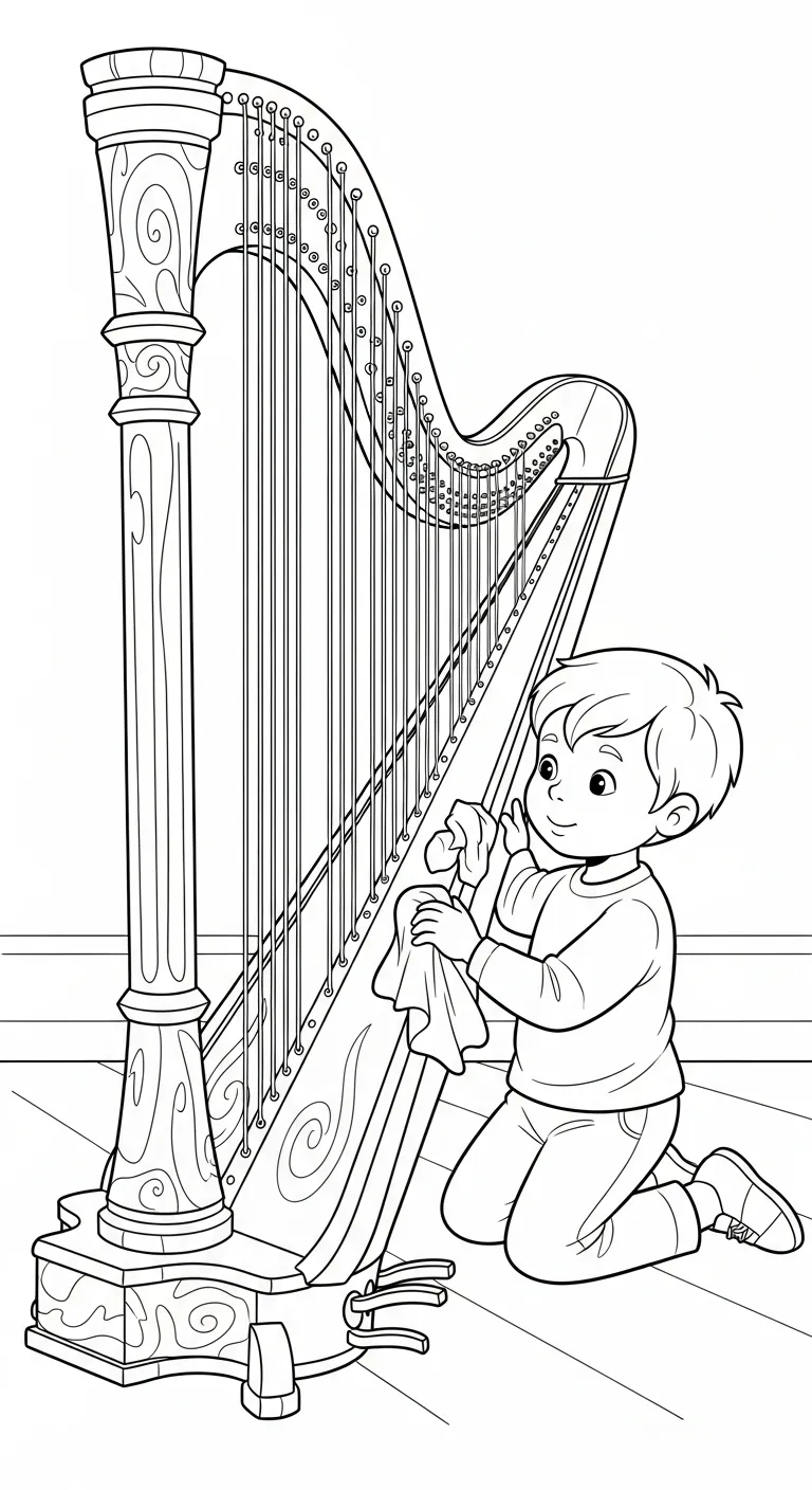 coloriage Harpe et decoupage a imprimer gratuit 1