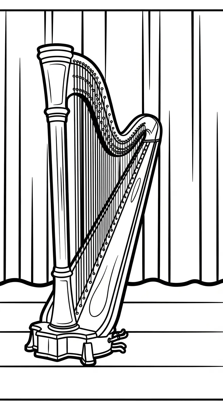 coloriage Harpe et decoupage a imprimer gratuit