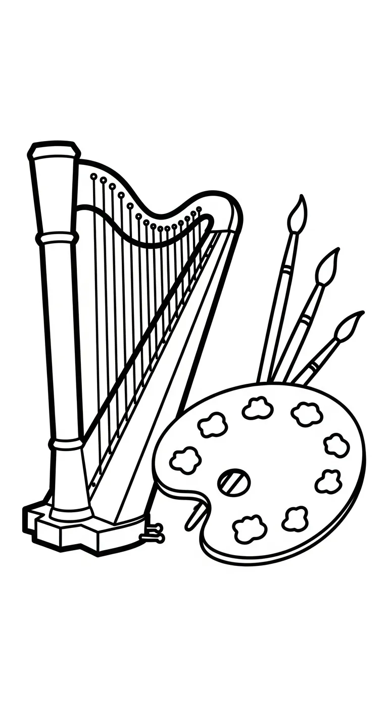 coloriage Harpe pour primaire