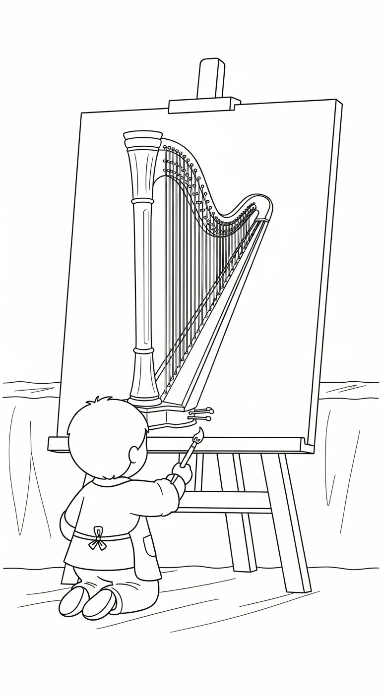 coloriage Harpe pour enfants a imprimer