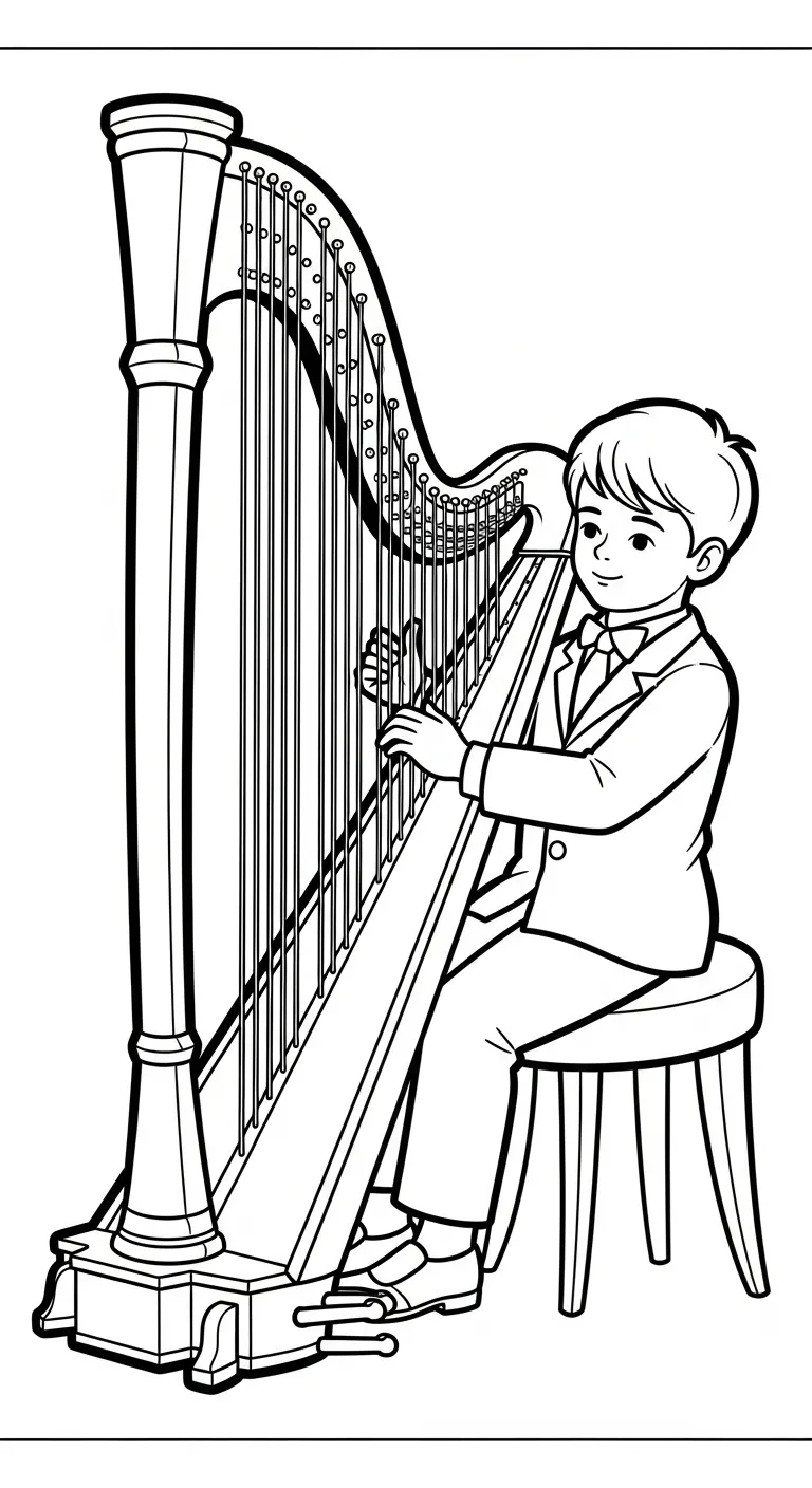coloriage Harpe gratuit pour enfants