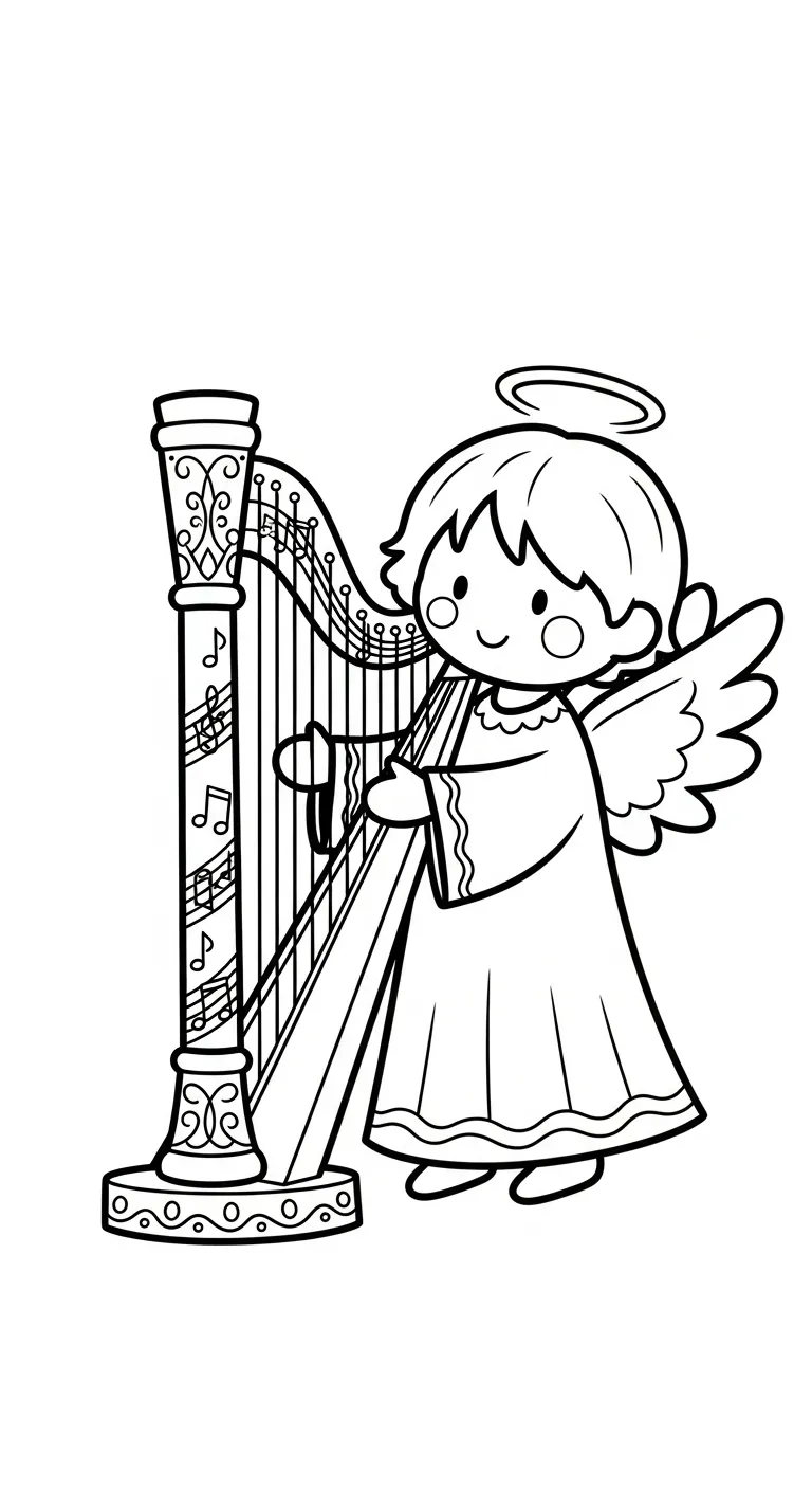image pour coloriage Harpe enfant