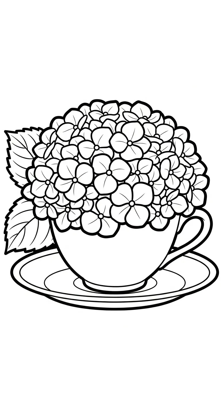 coloriage Hortensia et découpage à imprimer