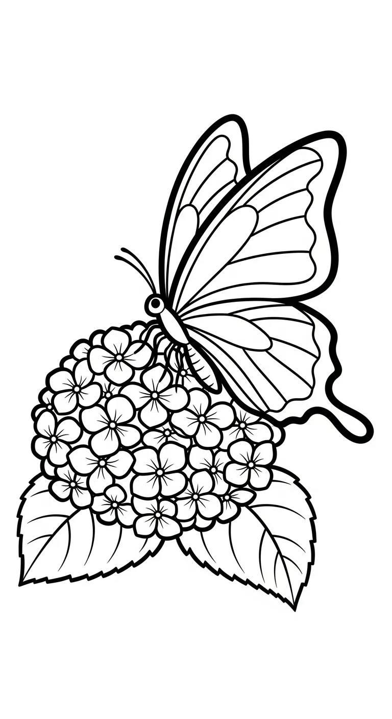 coloriage Hortensia à imprimer pour enfant de 6 ans