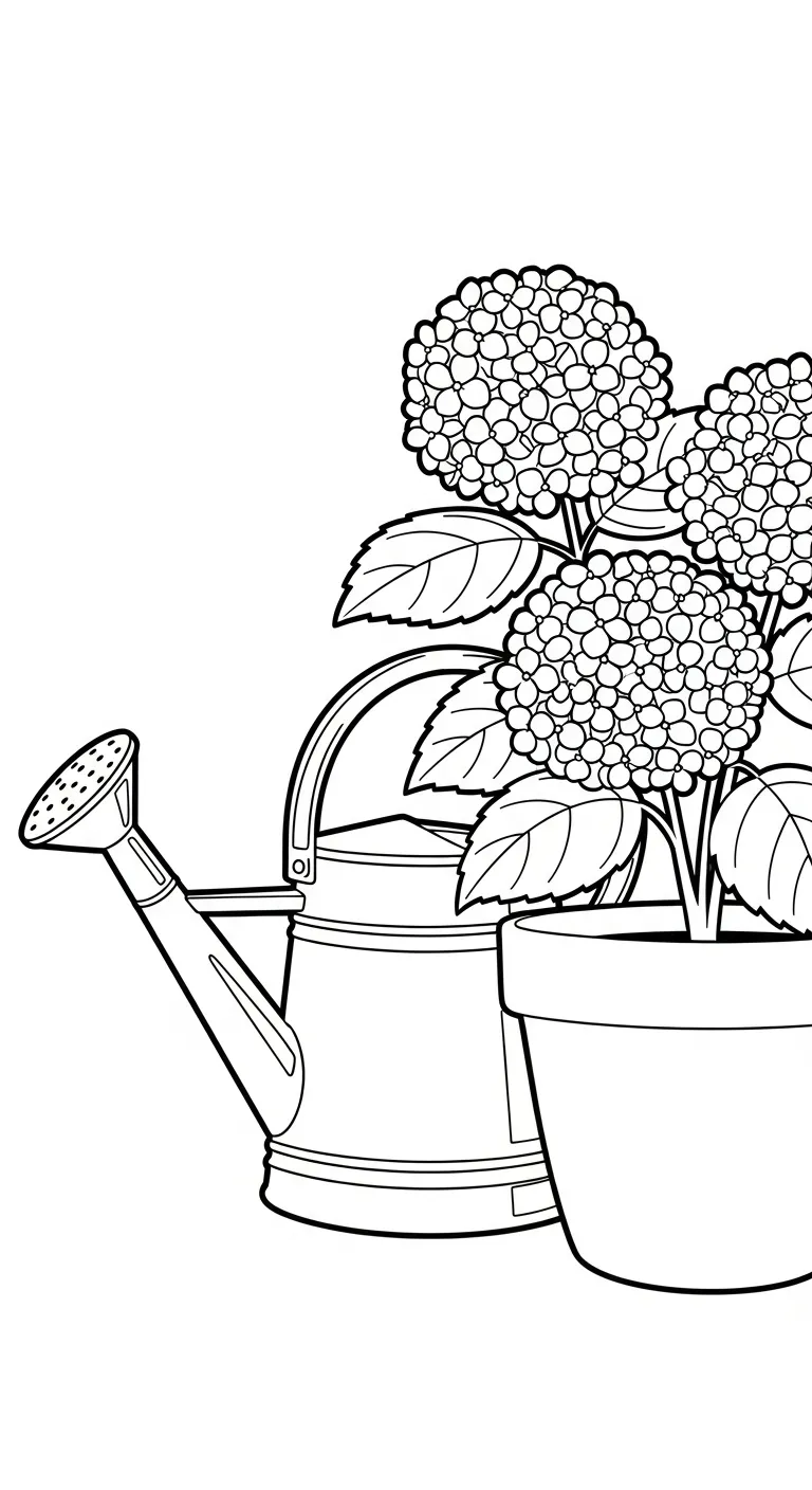 coloriage Hortensia pour enfant de 6 ans