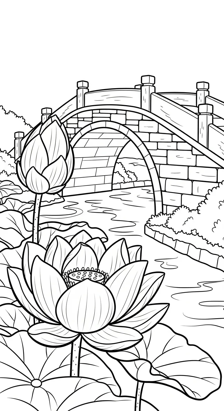 coloriage Lotus à imprimer pour enfant de 10 ans