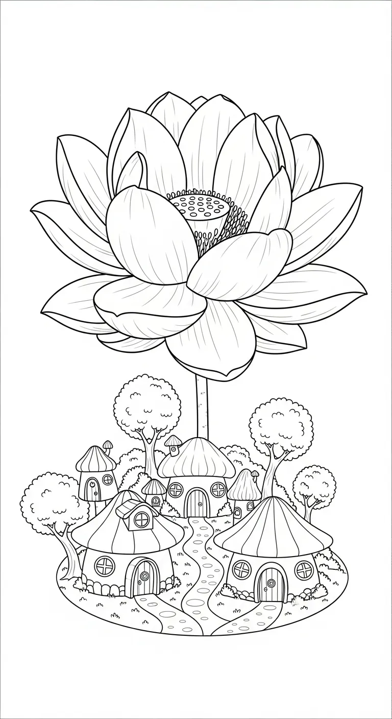coloriage Lotus à imprimer kawaii 1
