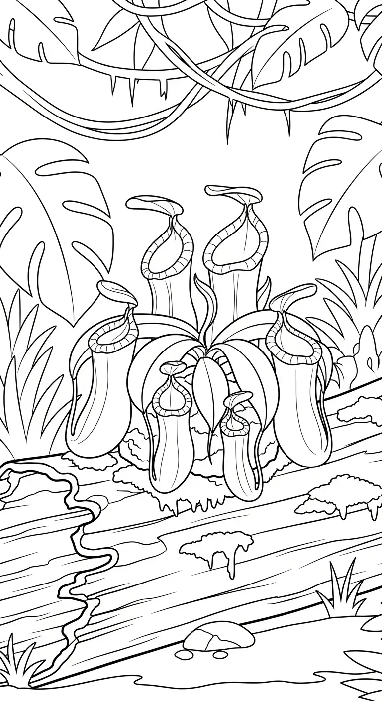coloriage Nepenthes et decoupage 3