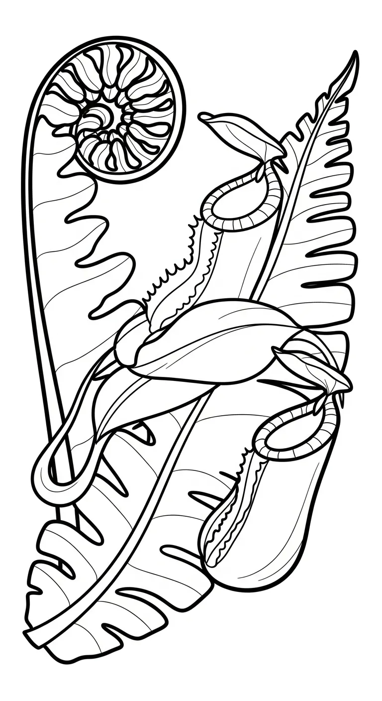 coloriage Nepenthes à imprimer pour enfant de 4 ans