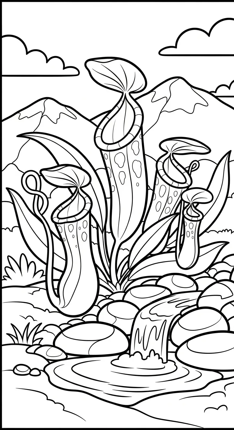 coloriage Nepenthes pour enfant à imprimer 1