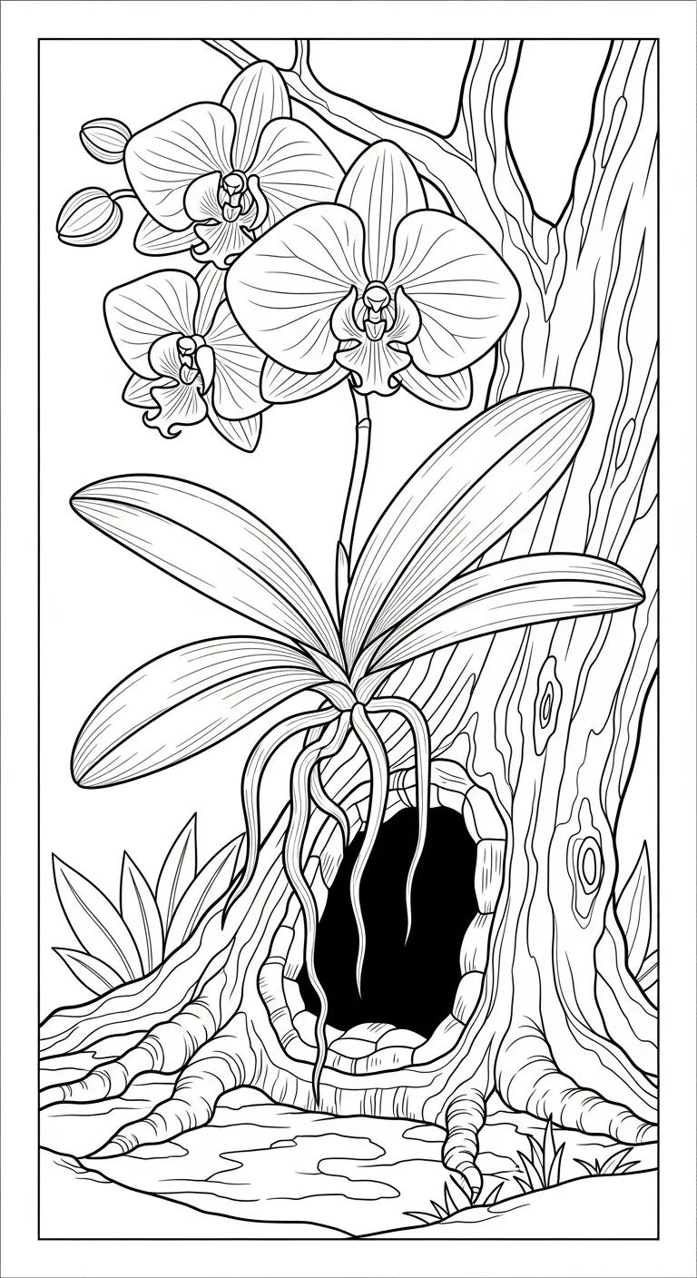 coloriage Orchidée pour enfant de 8 ans 1