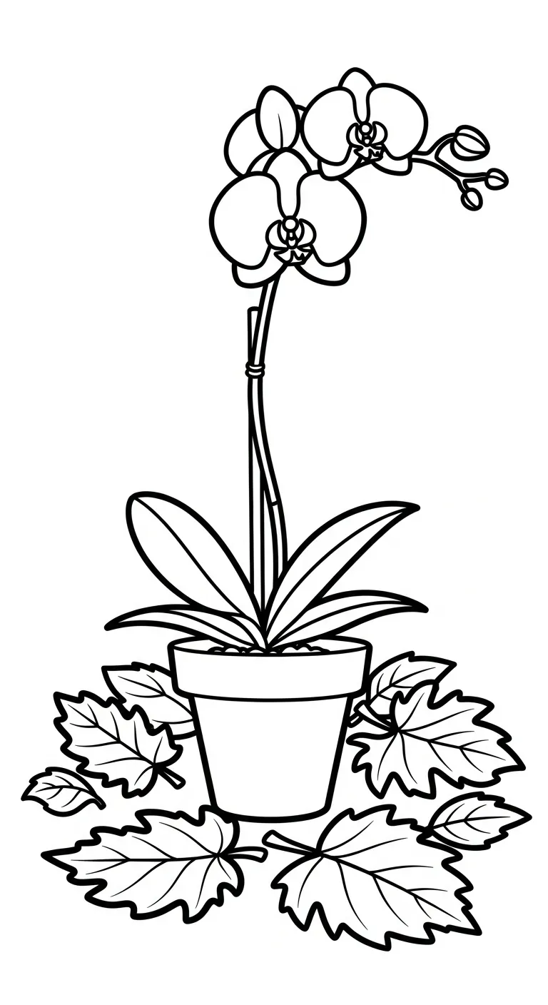 coloriage Orchidée pour enfant de 3 ans 1
