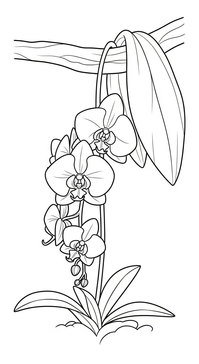 coloriage Orchidée de pour enfants